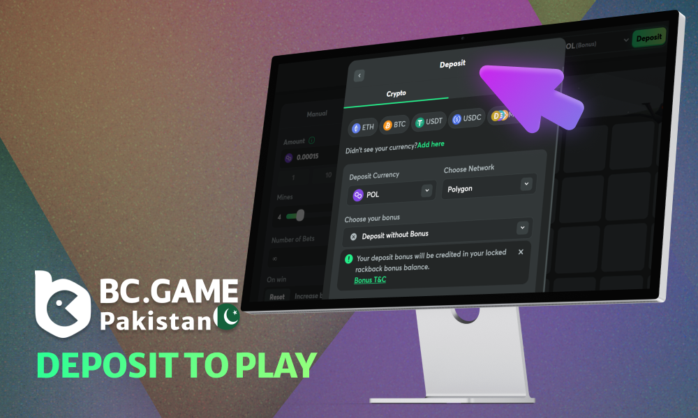 How do I deposit to BC Game in Pakistan