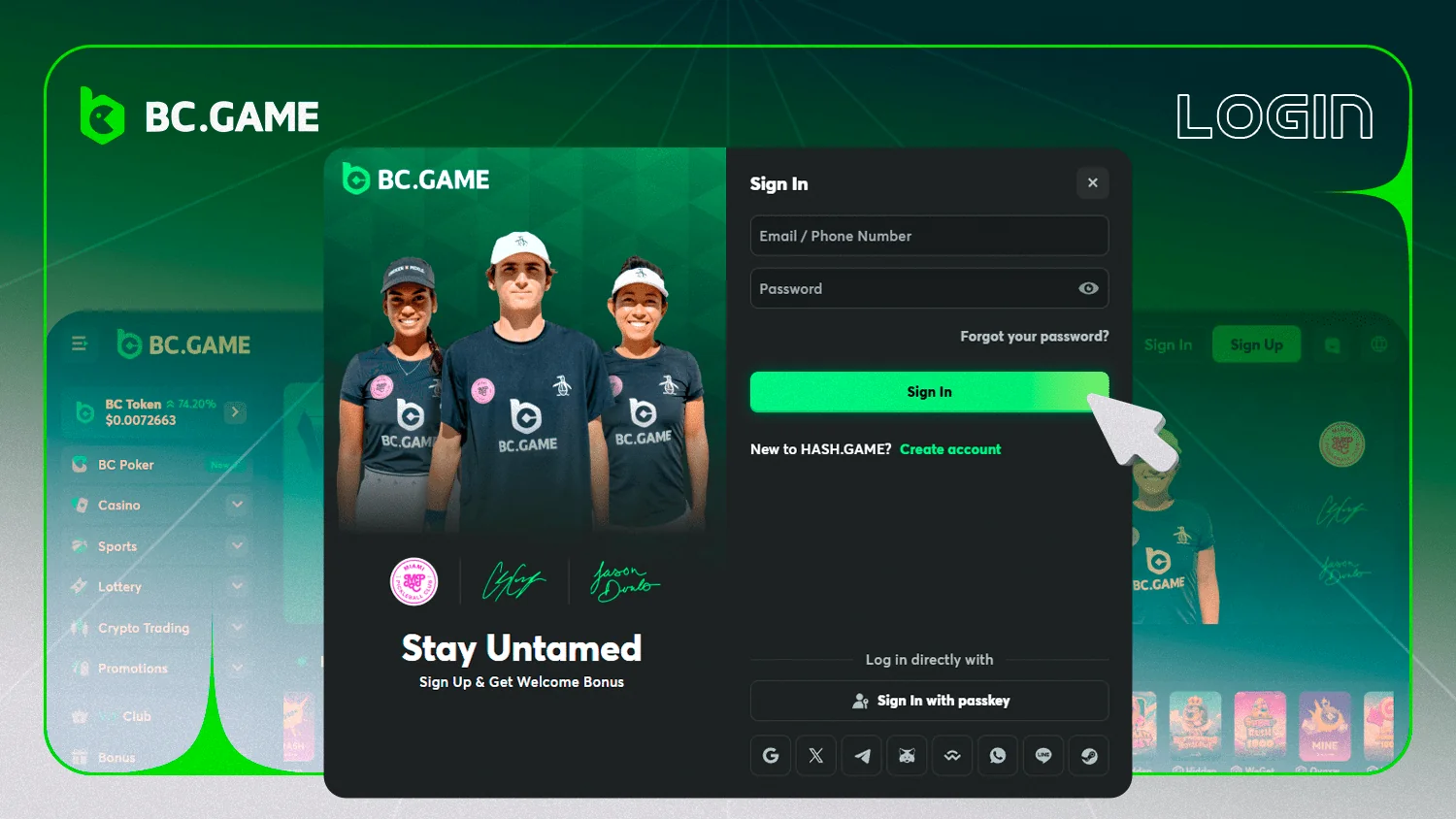 In BC Game Pakistan, it is easy to log into an account