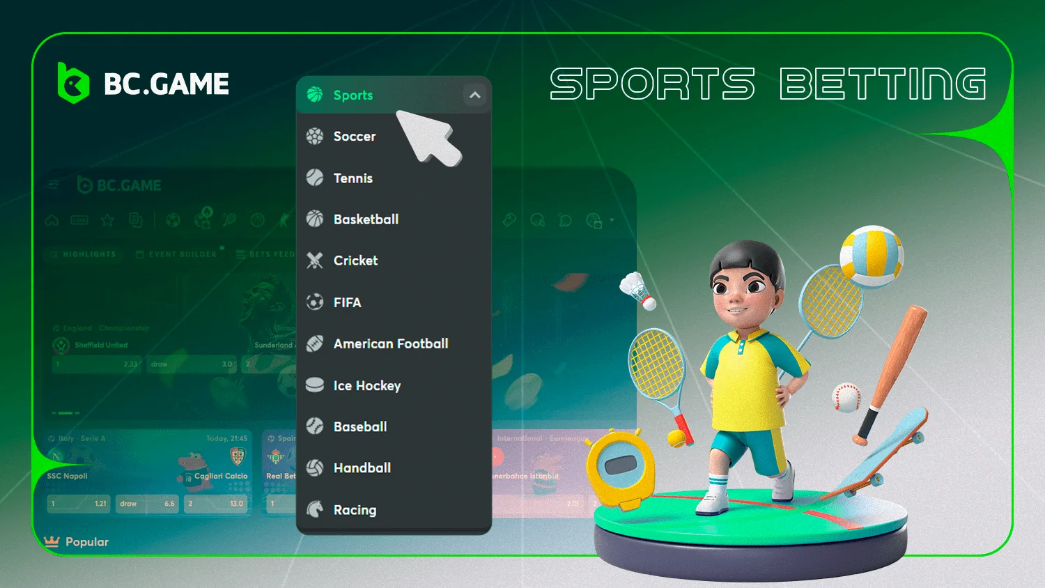 BC Game has many sports betting options